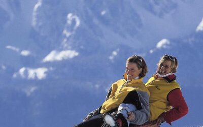 Sled and snowshoe in the Alps